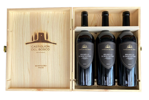 Caixa Vertical Brunello Castiglion del Bosco Safras 2015,2016 e 2017